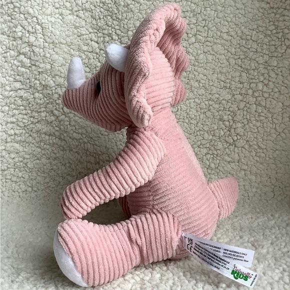 Naturally Kids 2021 Pink Corduroy Triceratops Dinosaur Plush Stuffed Animal Toy - Picture 3 of 6